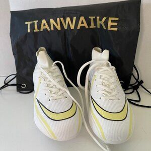 Tianwaike Youth/Mens Daoquan Soccer Cleats, White/Yellow/Black Size 5.5